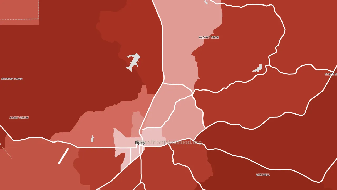 Tippah County, MS block-group political-lean map