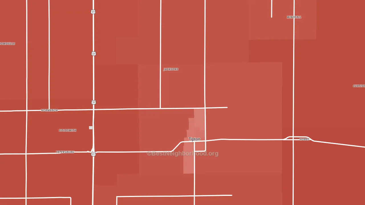 Tipton County, IN block-group political-lean map