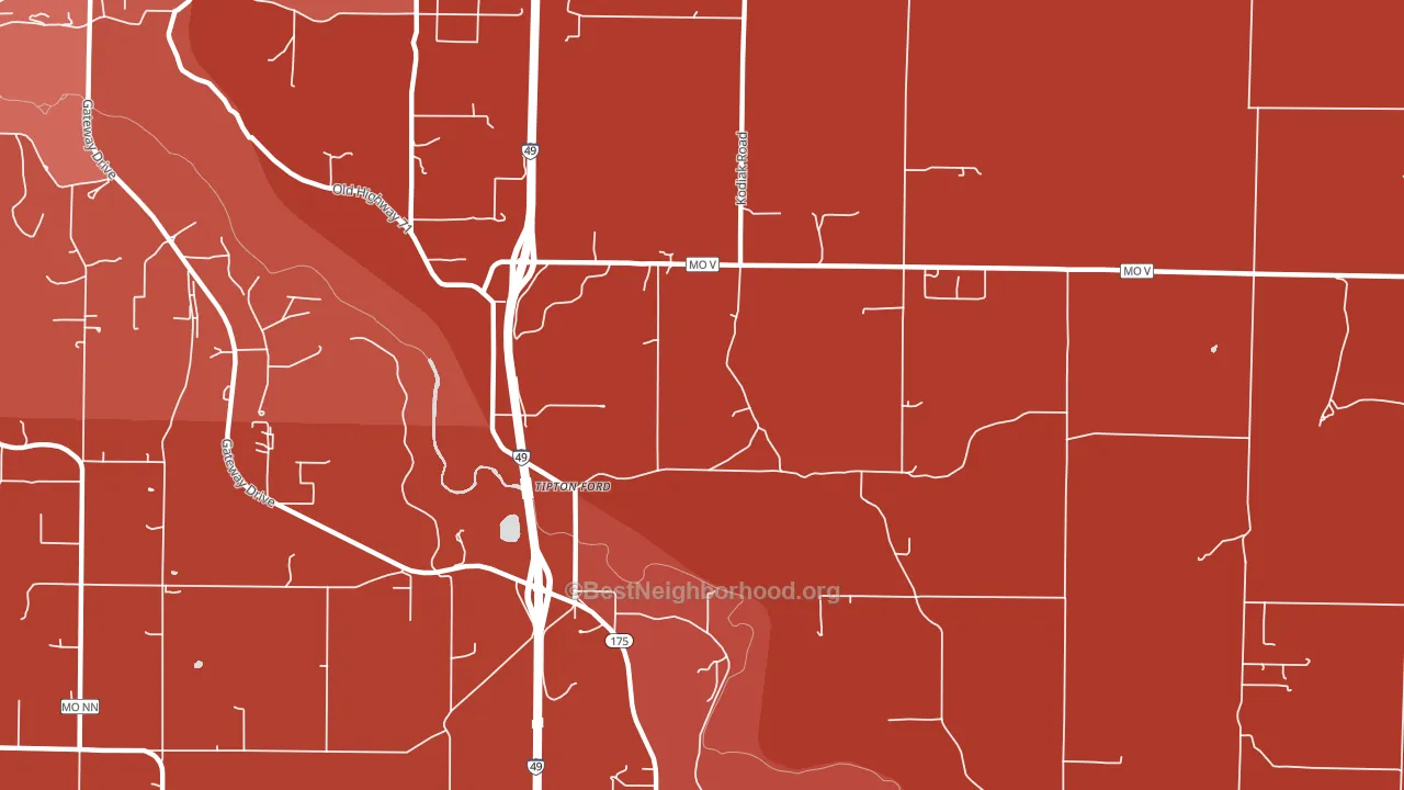 Tipton Ford, MO block-group political-lean map