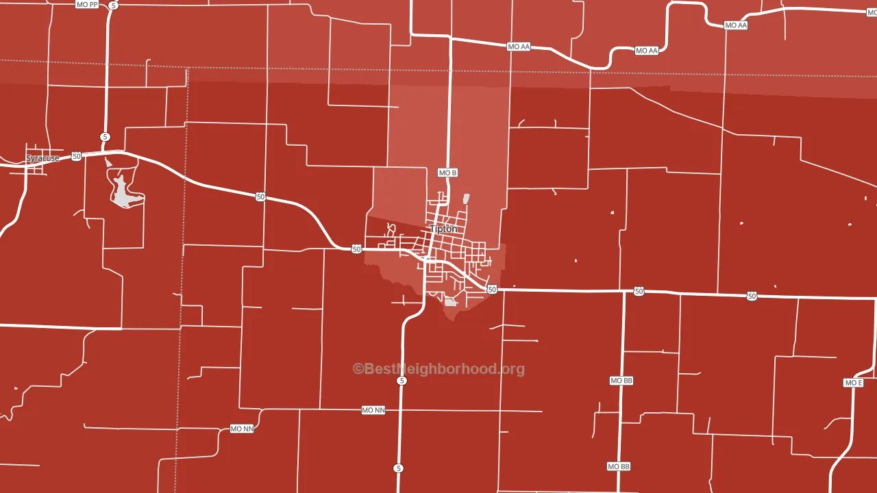 Tipton, MO block-group political-lean map