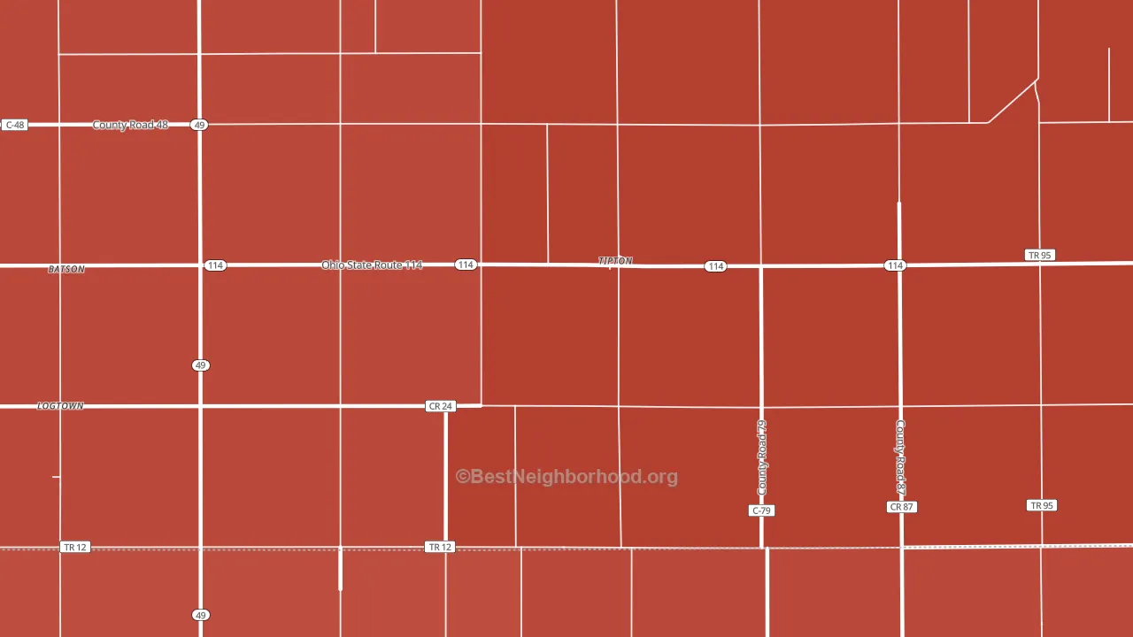 Tipton, OH block-group political-lean map