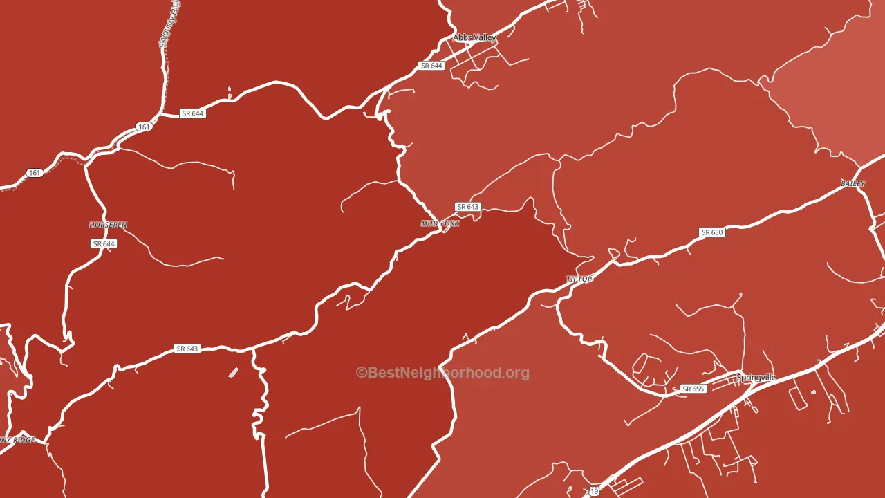 Tiptop, VA block-group political-lean map