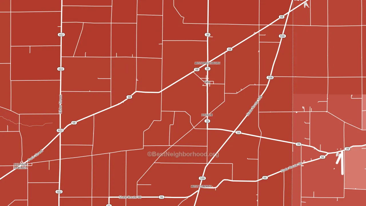 Tiro, OH block-group political-lean map