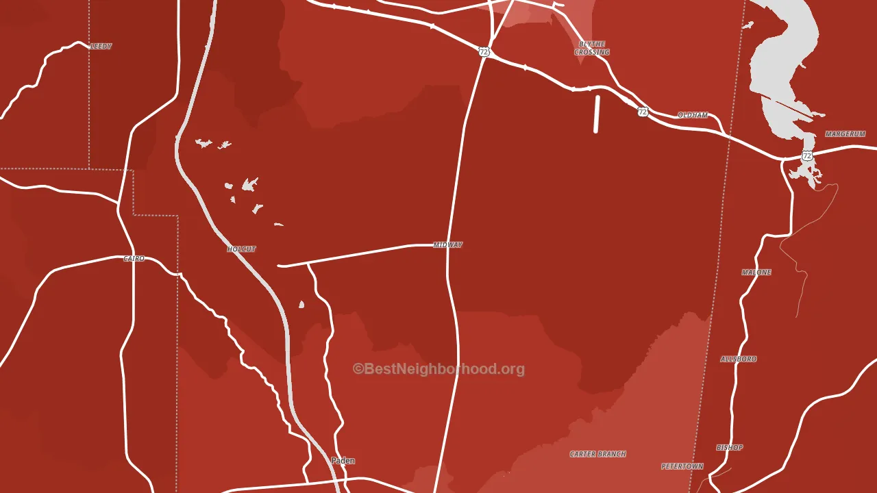 Tishomingo County, MS block-group political-lean map