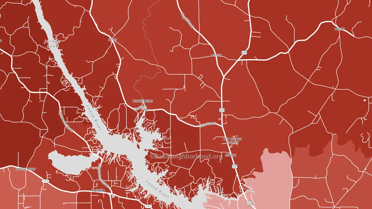 Titus, AL block-group political-lean map