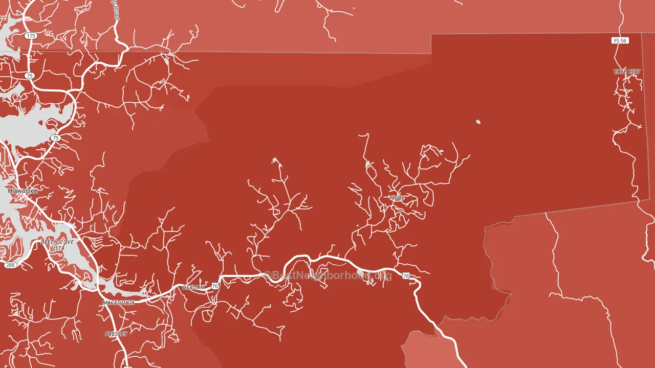 Titus, GA block-group political-lean map