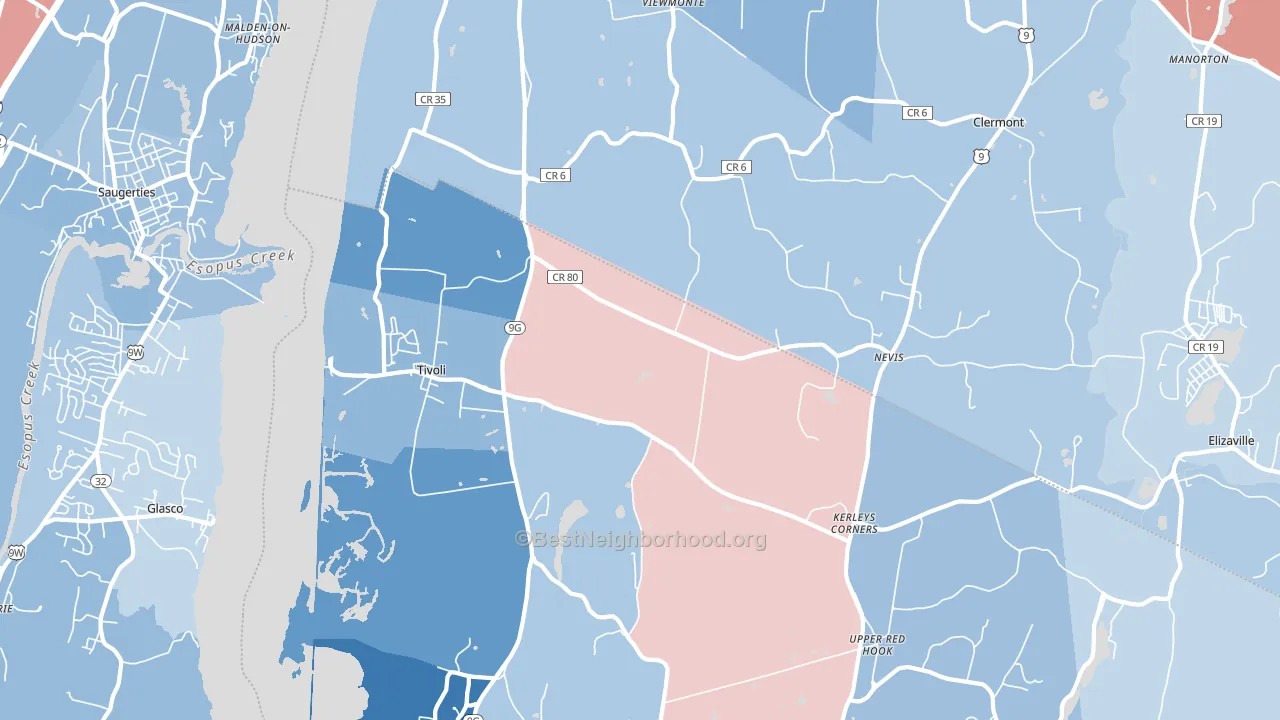 Tivoli, NY block-group political-lean map