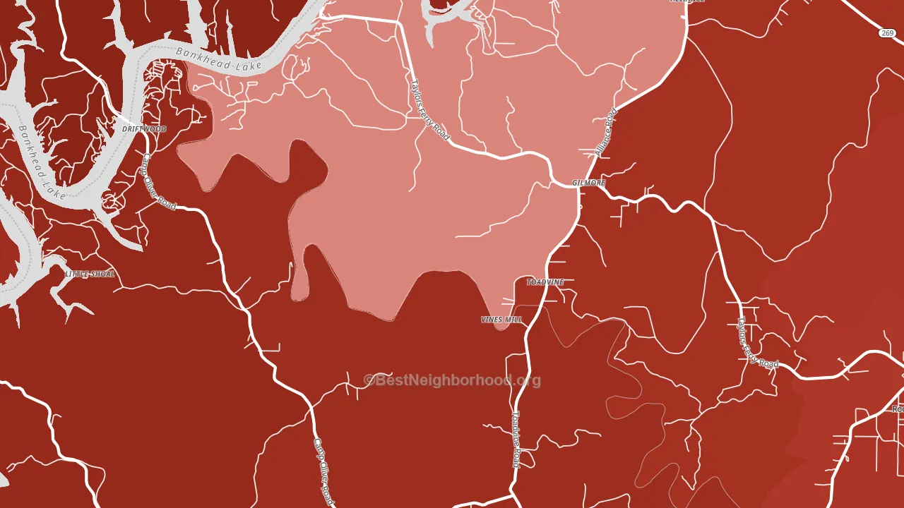 Toadvine, AL block-group political-lean map