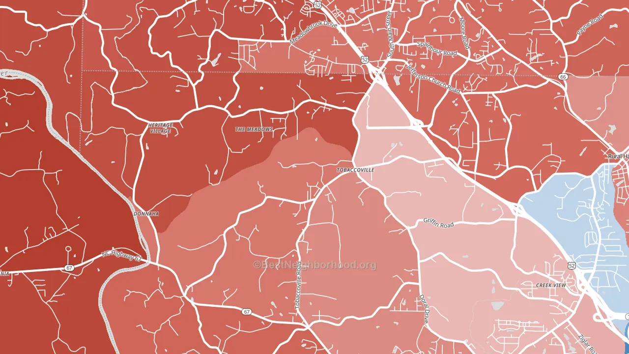 Tobaccoville, NC block-group political-lean map