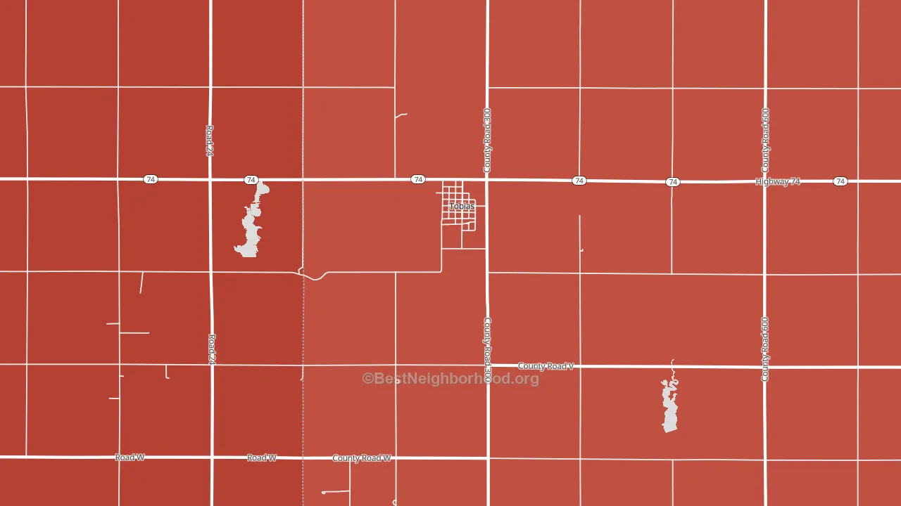 Tobias, NE block-group political-lean map