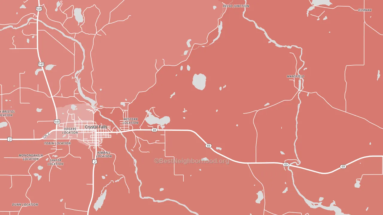 Tobin Location, MI block-group political-lean map