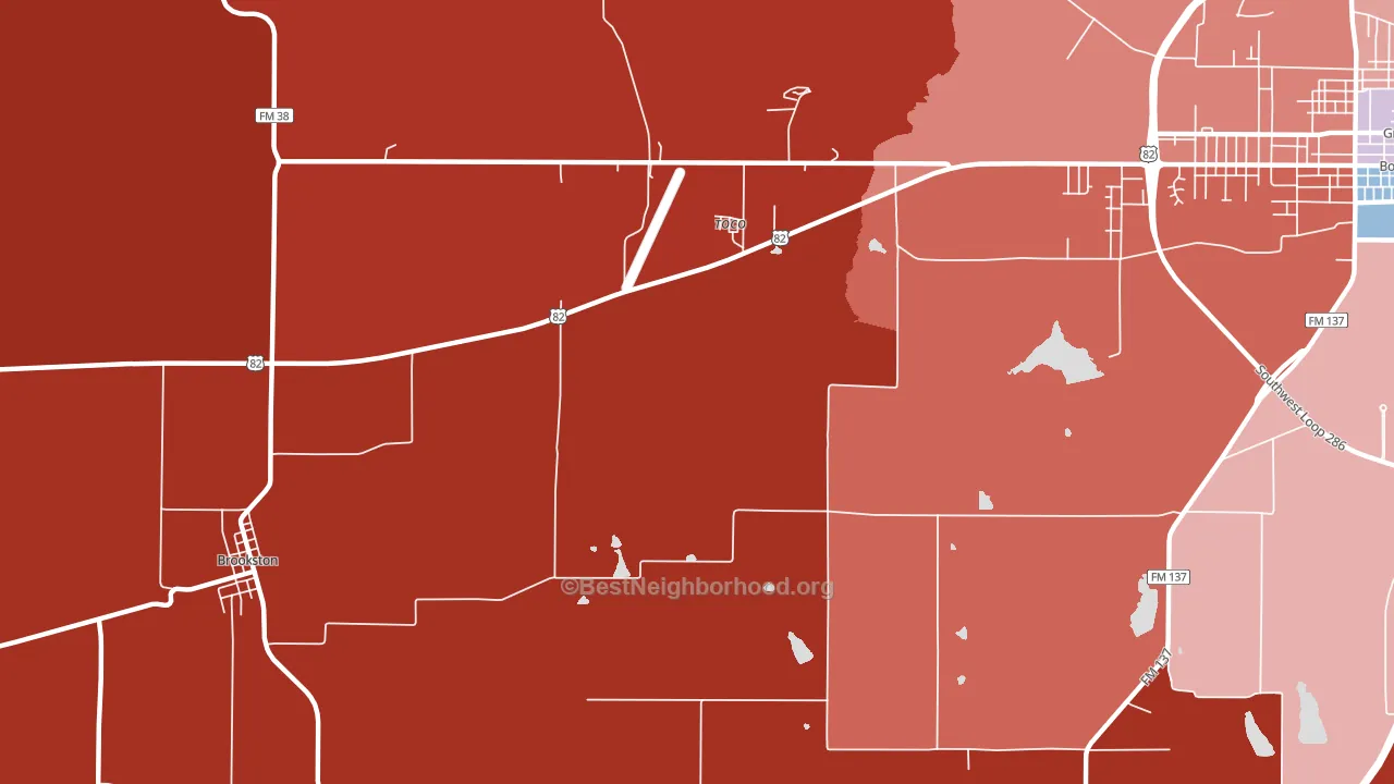 Toco, TX block-group political-lean map