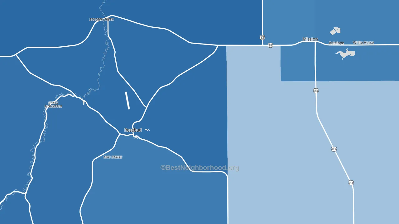 Todd County, SD block-group political-lean map