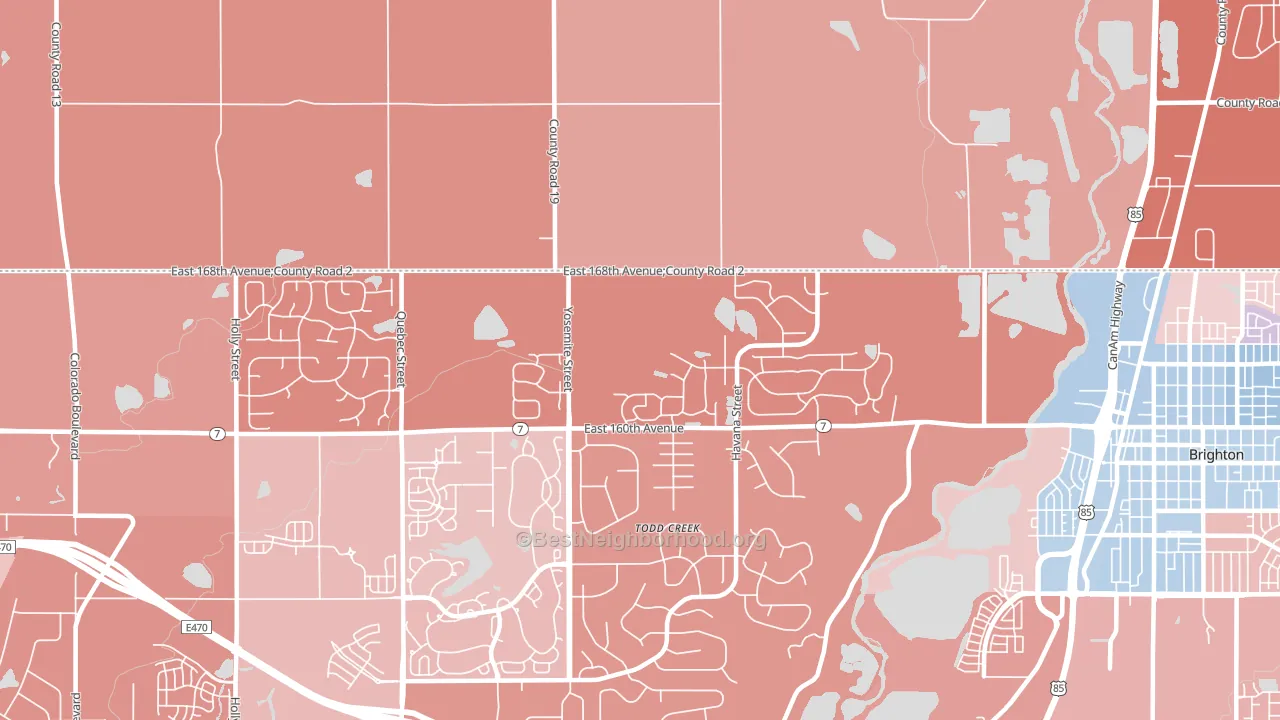 Todd Creek, CO block-group political-lean map