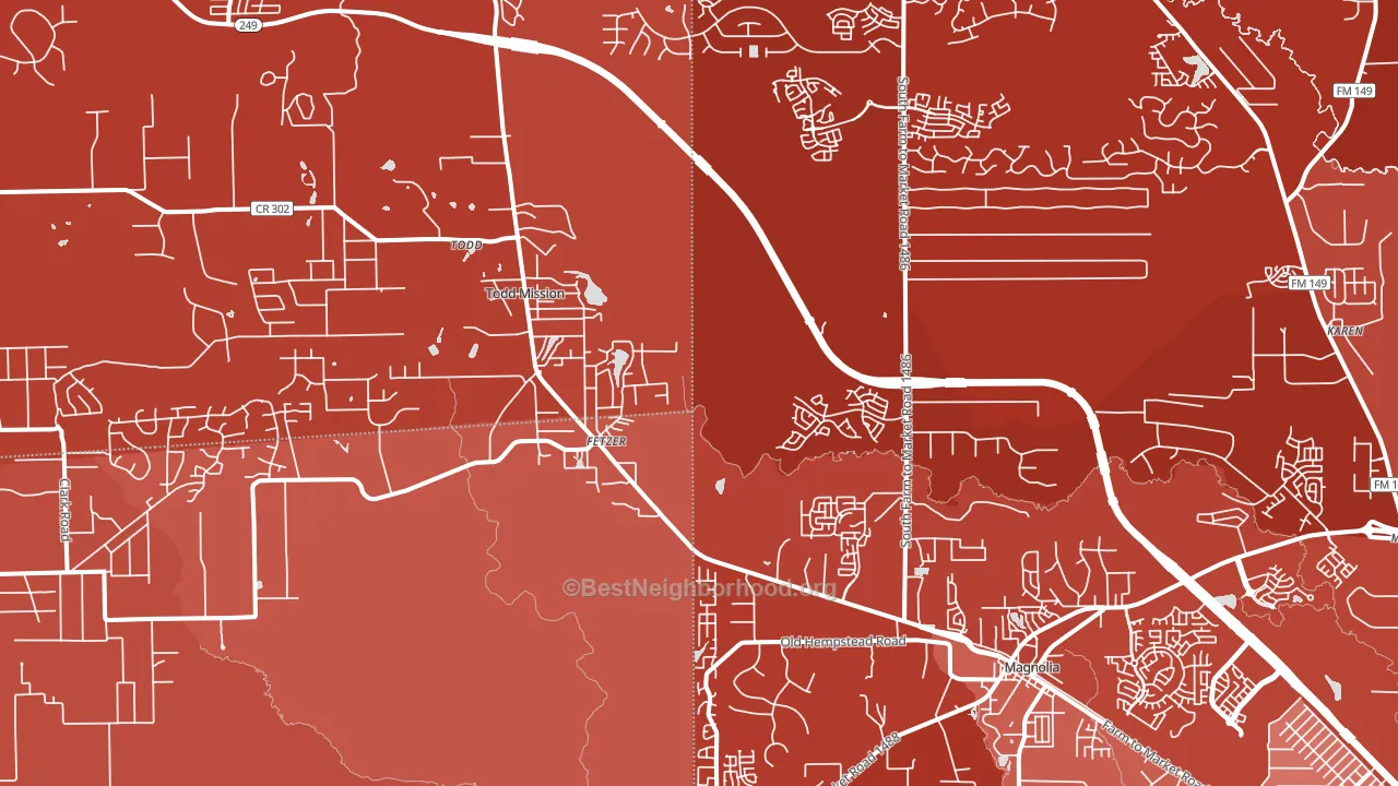 Todd Mission, TX block-group political-lean map