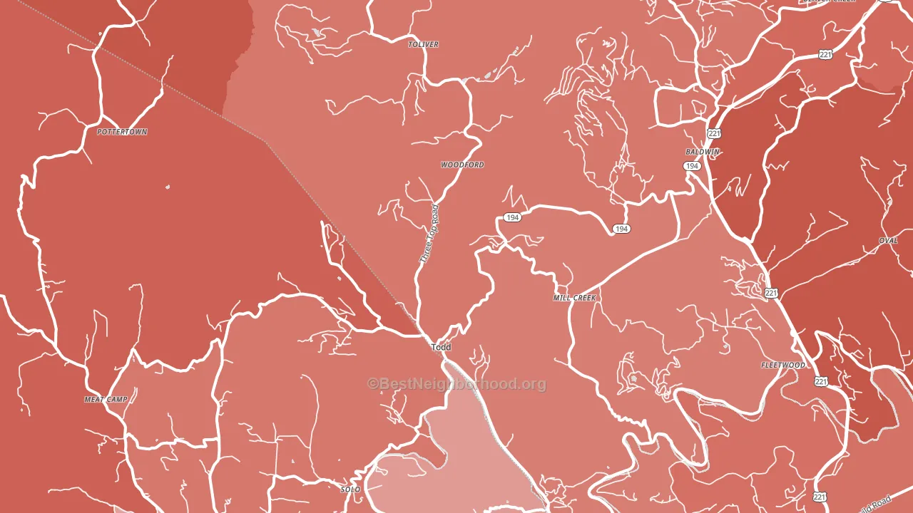 Todd, NC block-group political-lean map