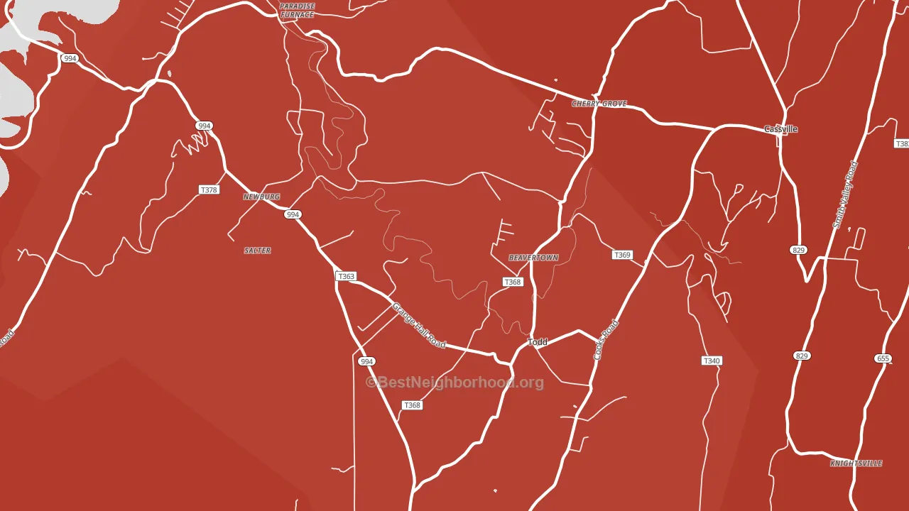 Todd, PA block-group political-lean map