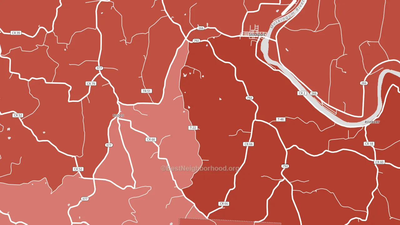 Todds, OH block-group political-lean map