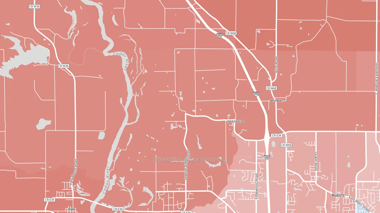 Toddville, IA block-group political-lean map