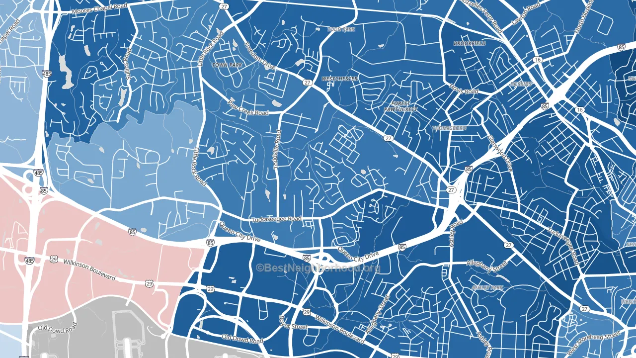 Toddville Road, Charlotte, NC block-group political-lean map