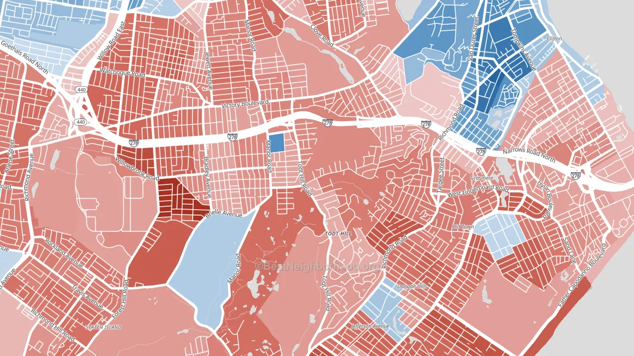 Todt Hill, Staten Island, NY block-group political-lean map
