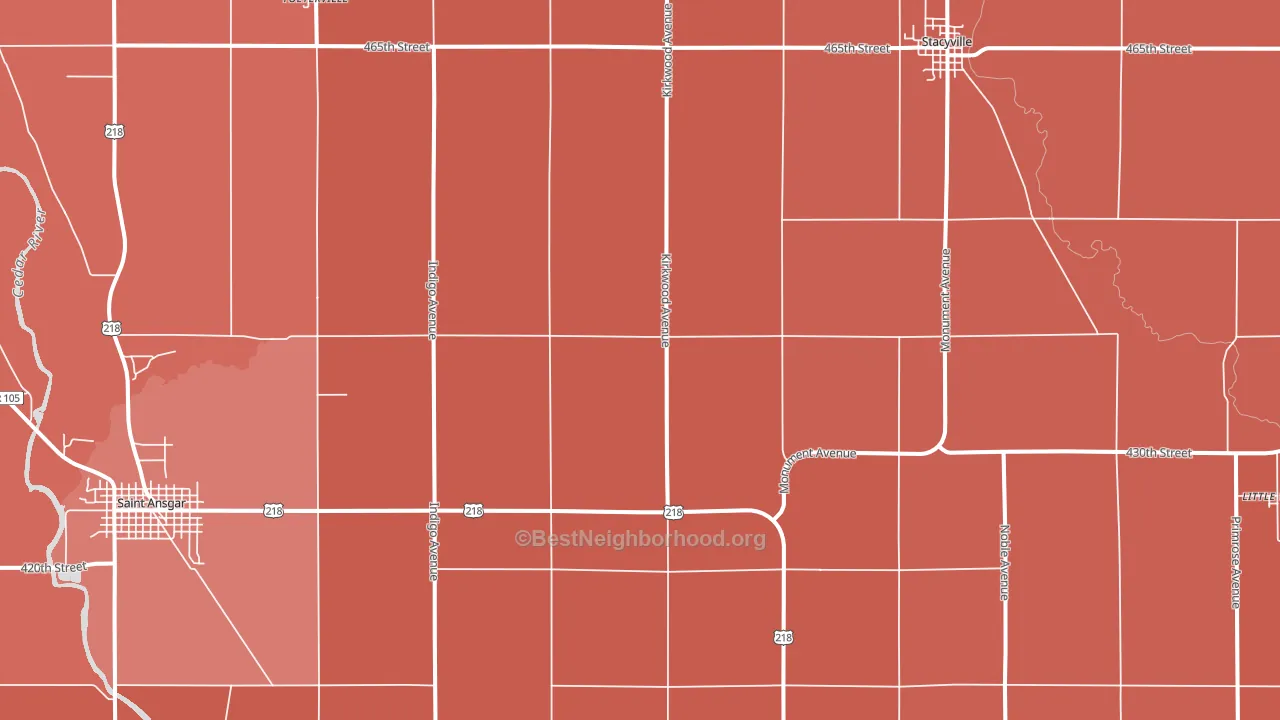 Toeterville, IA block-group political-lean map