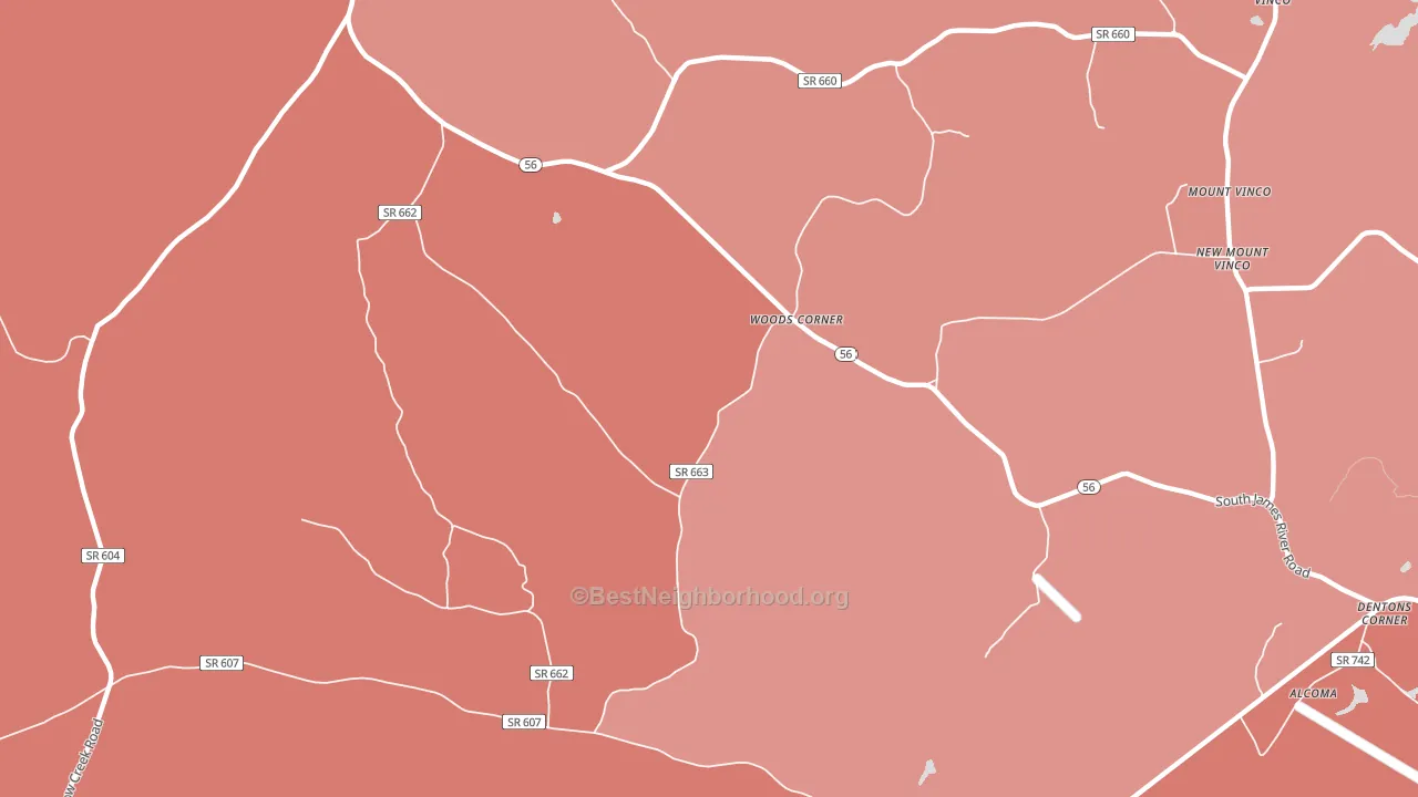 Toga, VA block-group political-lean map