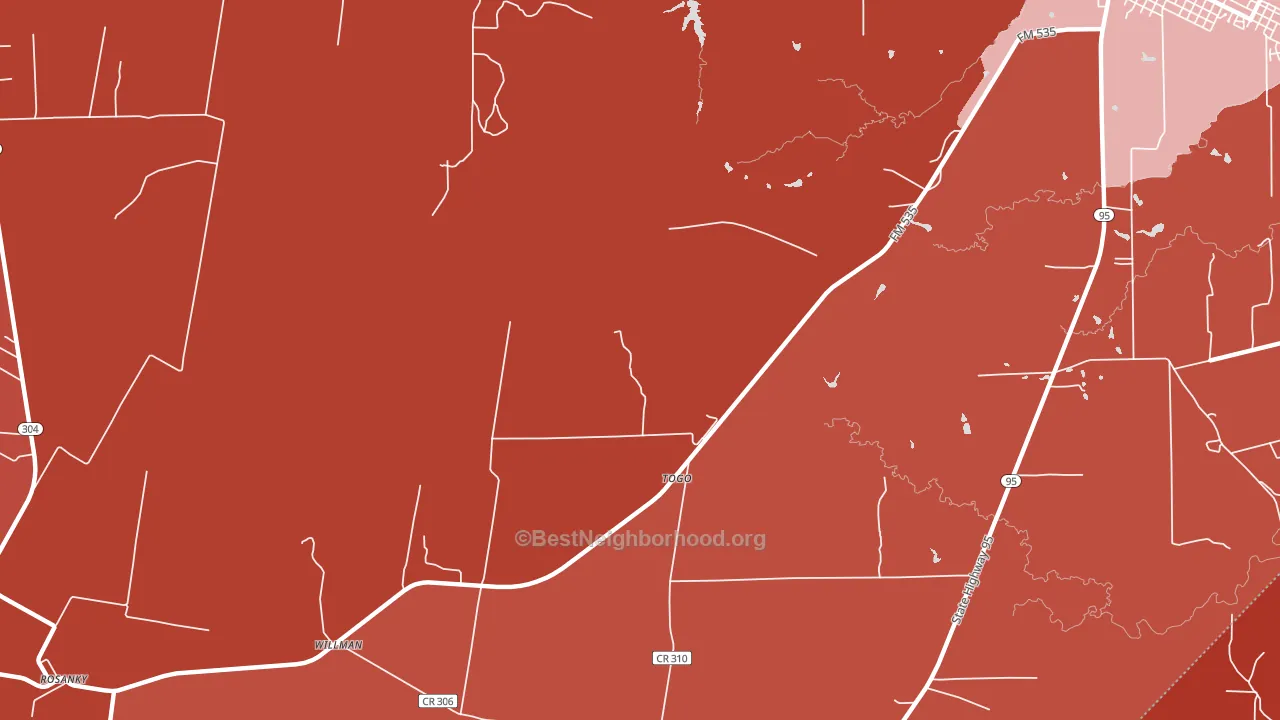 Togo, TX block-group political-lean map