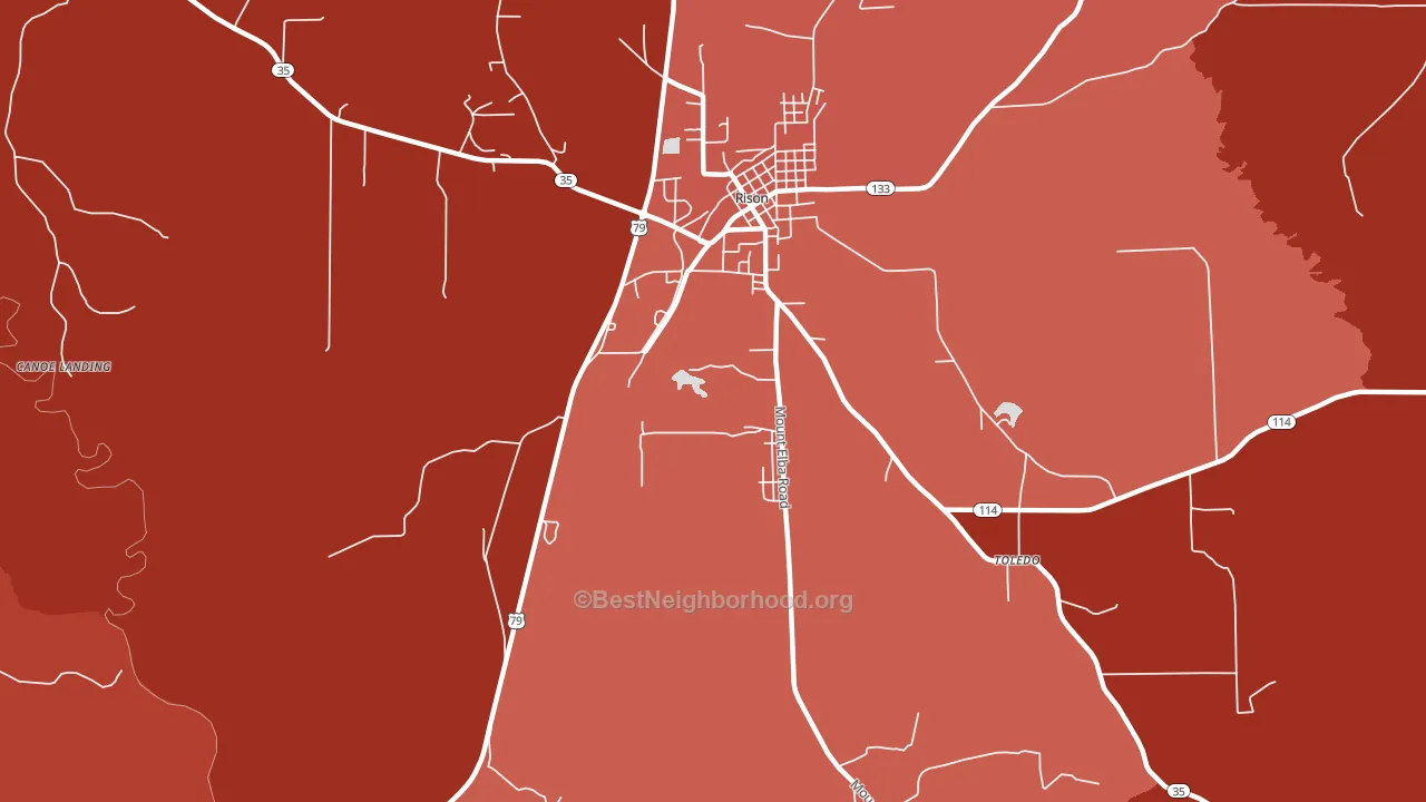Toledo, AR block-group political-lean map