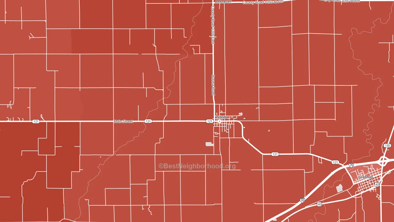 Toledo, IL block-group political-lean map