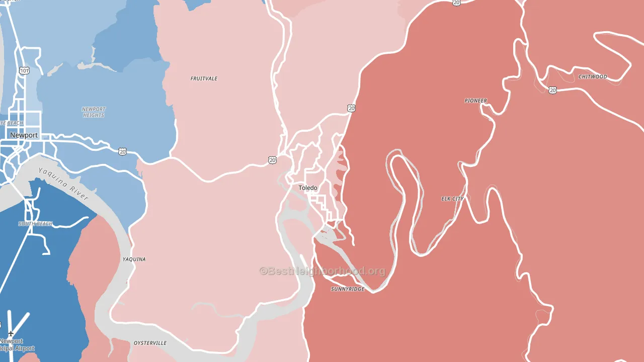 Toledo, OR block-group political-lean map