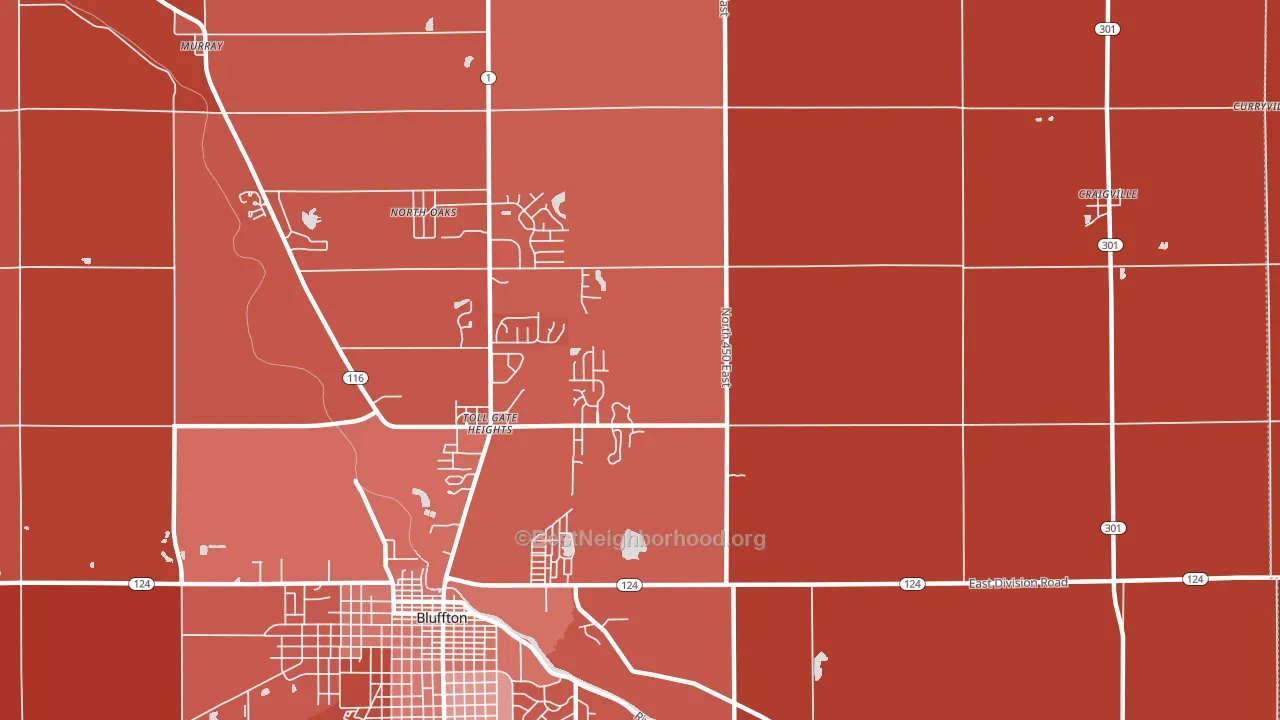 Toll Gate Heights, IN block-group political-lean map
