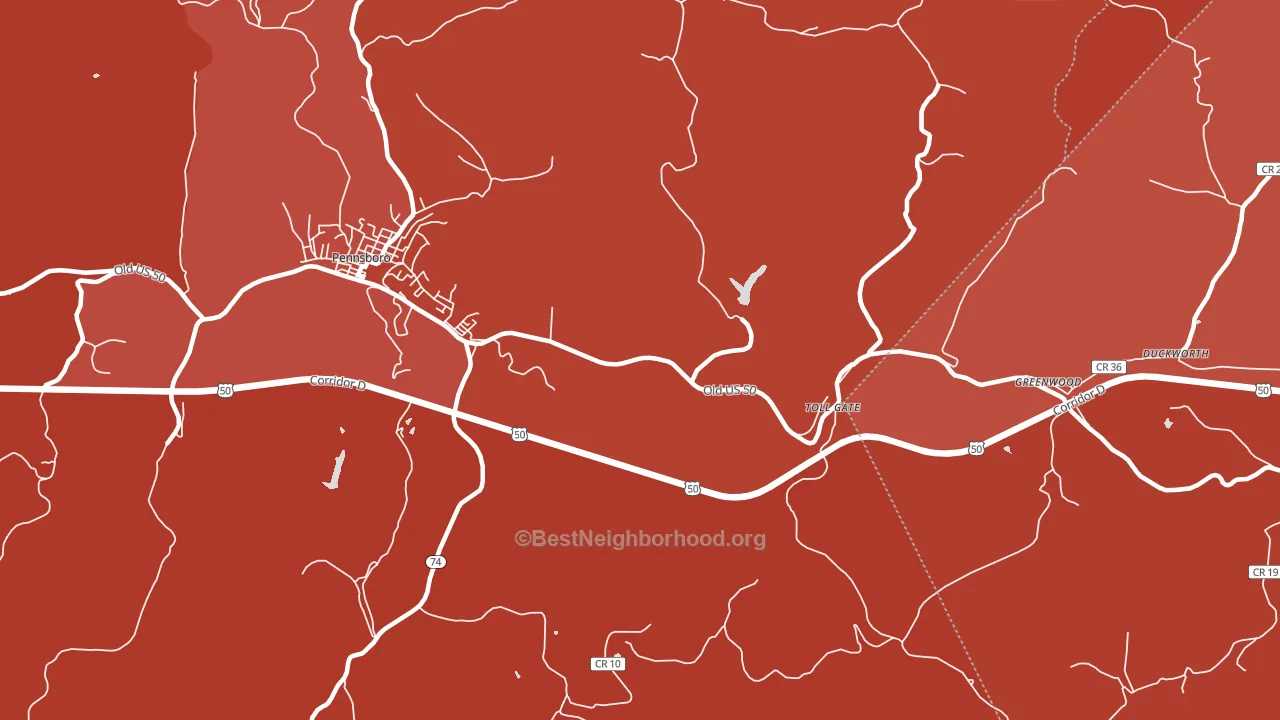 Toll Gate, WV block-group political-lean map
