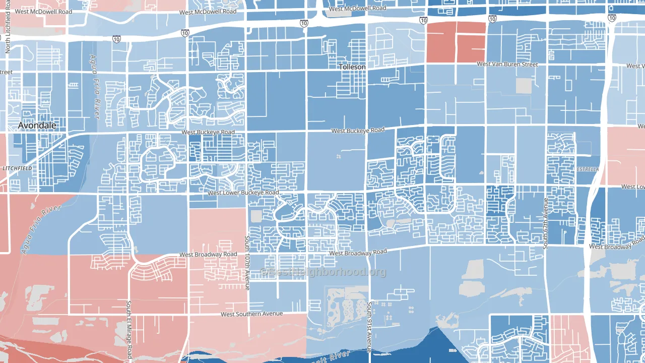 Tolleson, AZ block-group political-lean map
