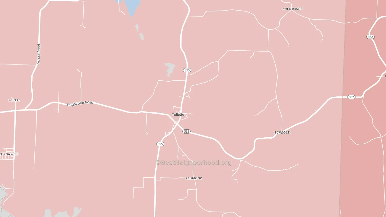 Tollette, AR block-group political-lean map