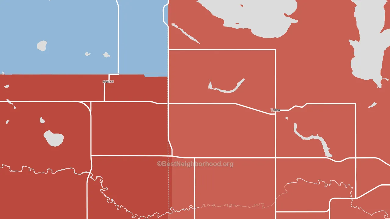 Tolna, ND block-group political-lean map