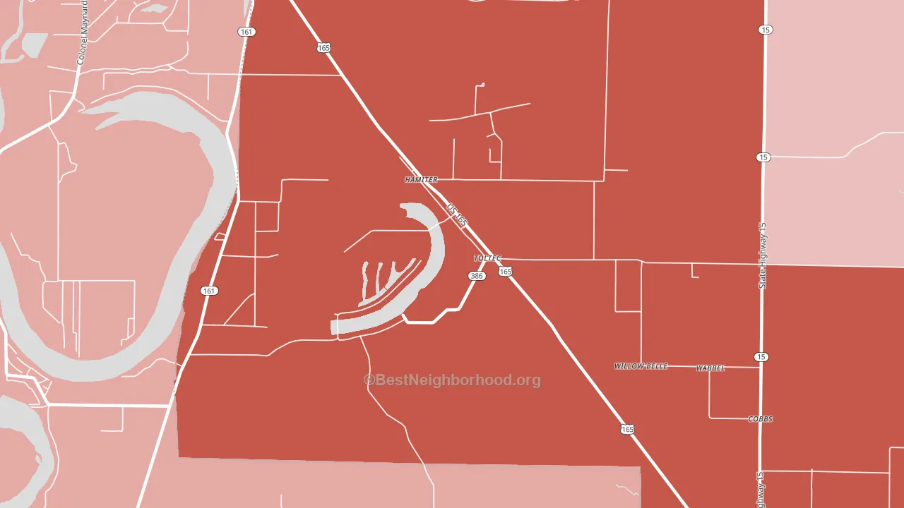 Toltec, AR block-group political-lean map