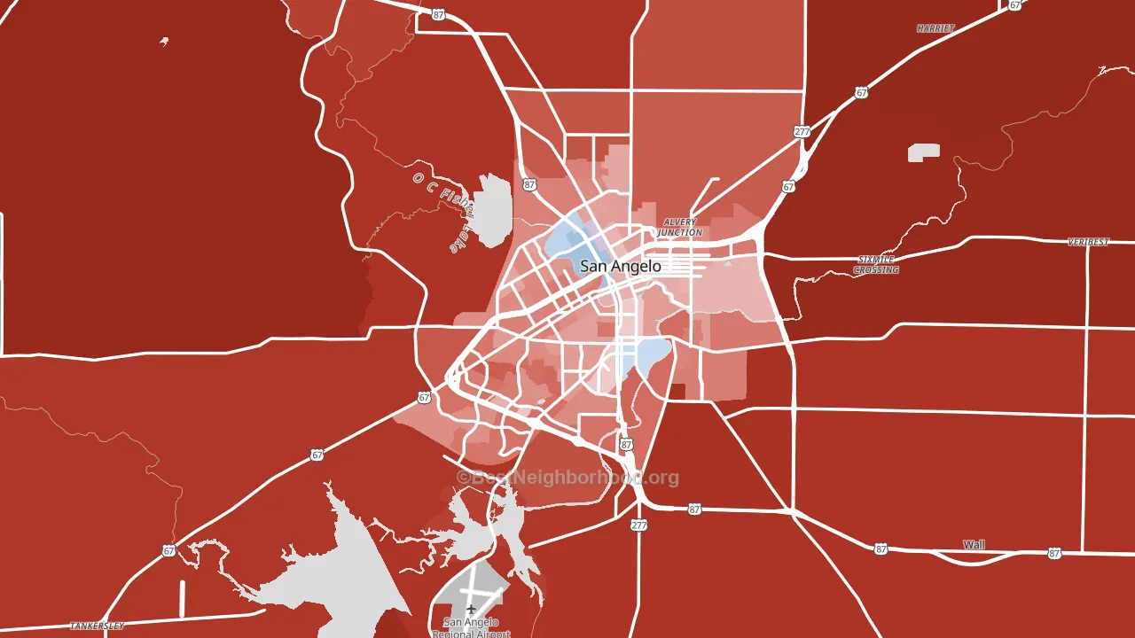 Tom Green County, TX block-group political-lean map
