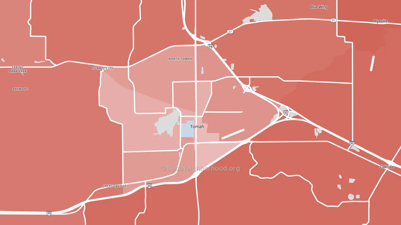 Tomah, WI block-group political-lean map