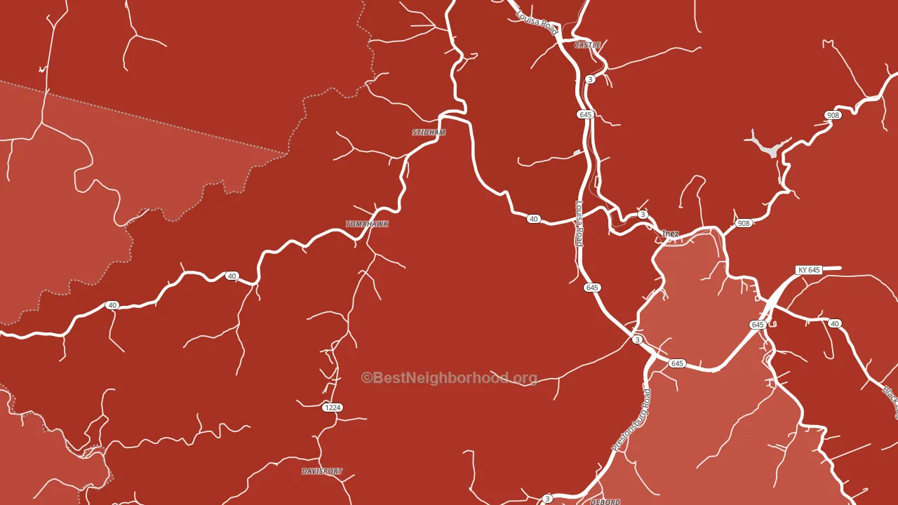 Tomahawk, KY block-group political-lean map