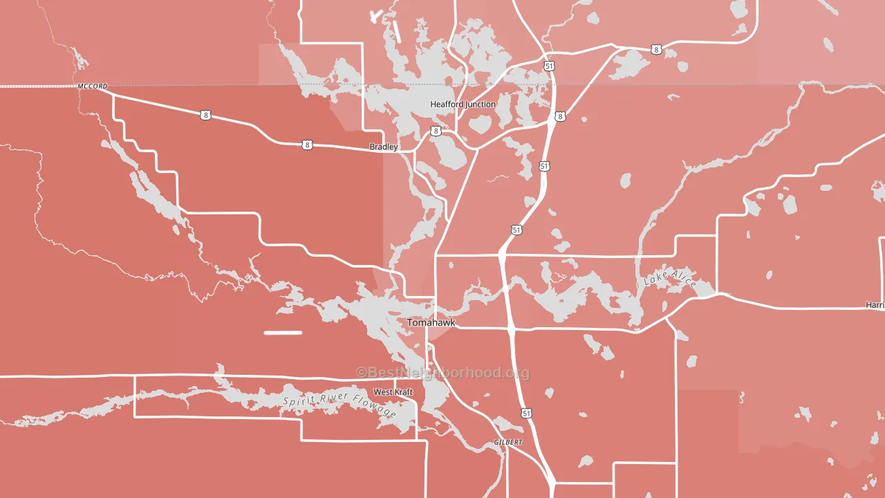 Tomahawk, WI block-group political-lean map