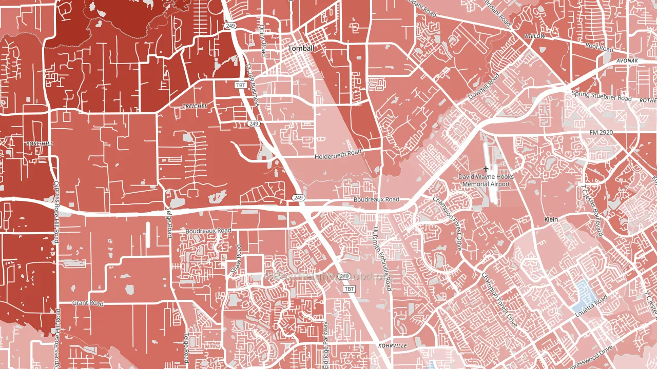 Tomball, TX block-group political-lean map