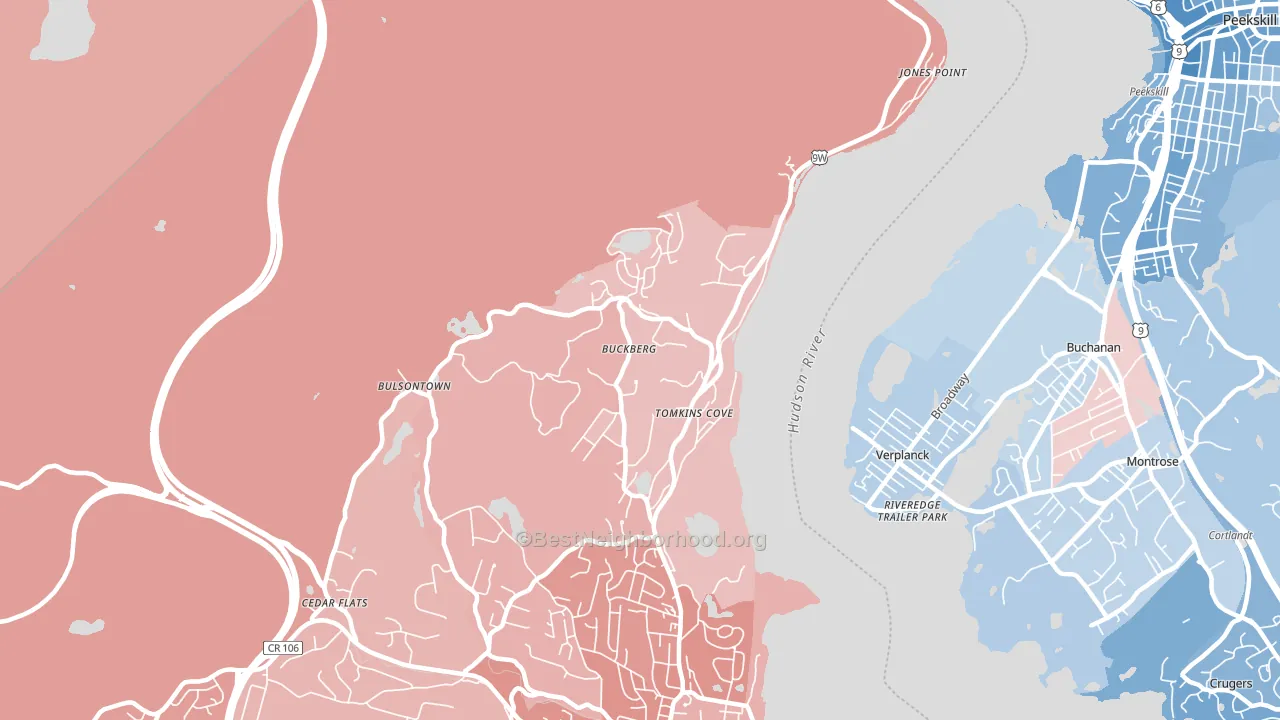 Tomkins Cove, NY block-group political-lean map