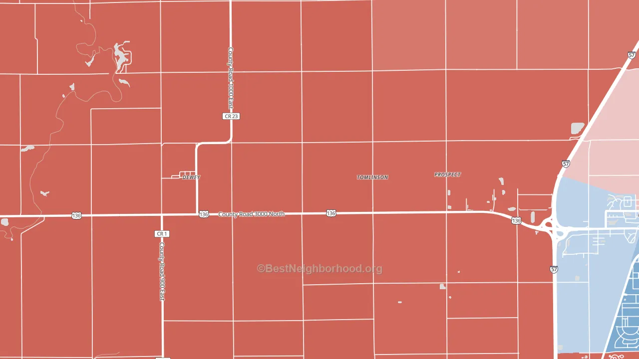 Tomlinson, IL block-group political-lean map