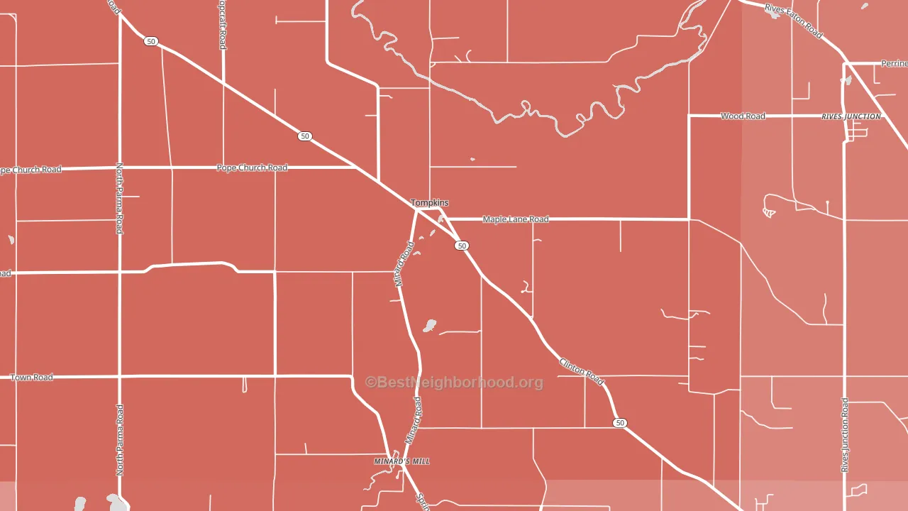 Tompkins, MI block-group political-lean map