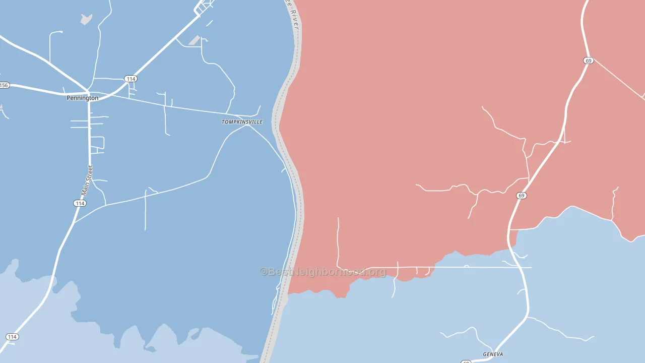 Tompkinsville, AL block-group political-lean map