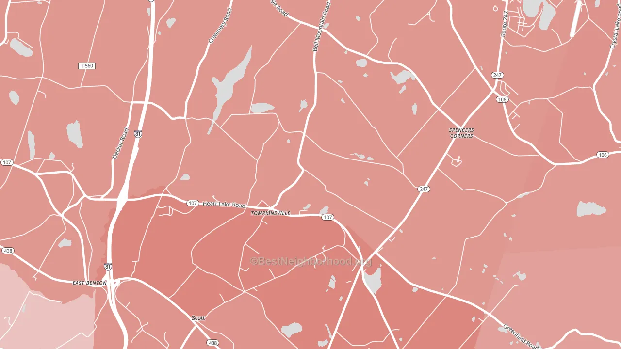 Tompkinsville, PA block-group political-lean map