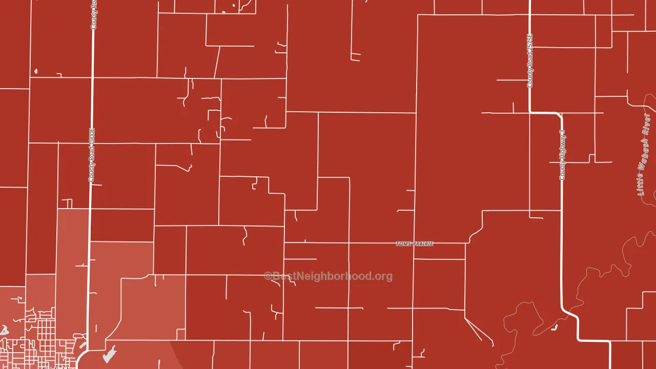 Toms Prairie, IL block-group political-lean map