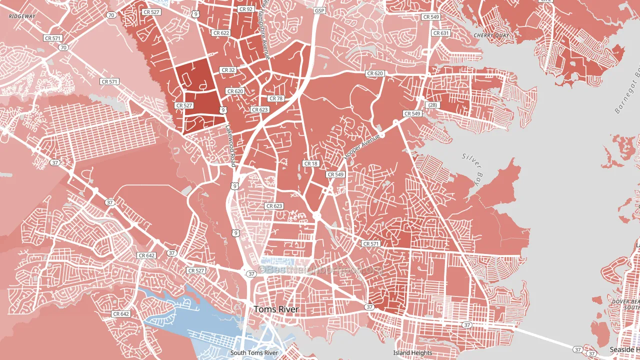Toms River, NJ block-group political-lean map