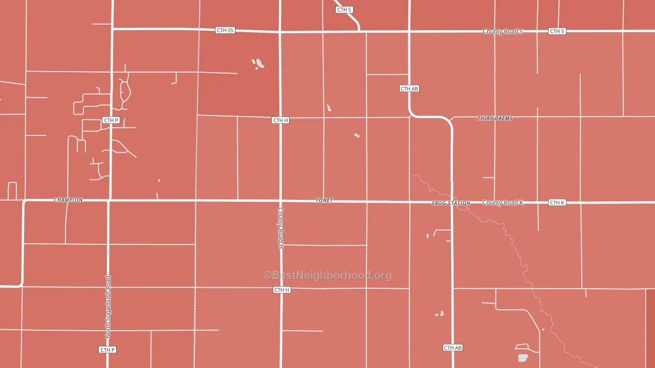 Tonet, WI block-group political-lean map